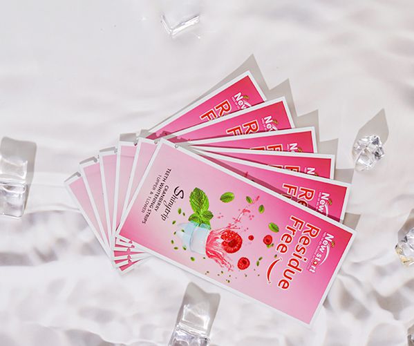 Tiras blanqueadoras de dientes sin residuos en gel con sabor a arándano