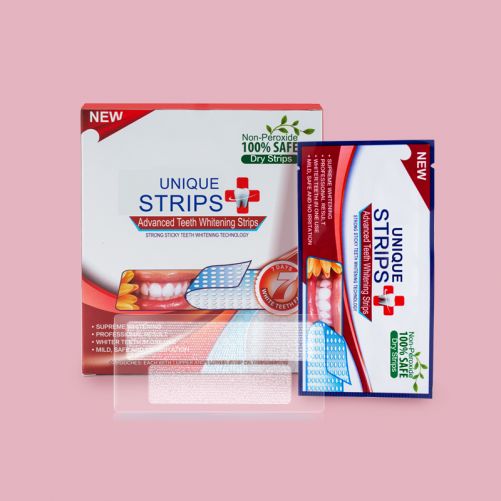 Tiras blanqueadoras de dientes de menta sin peróxido